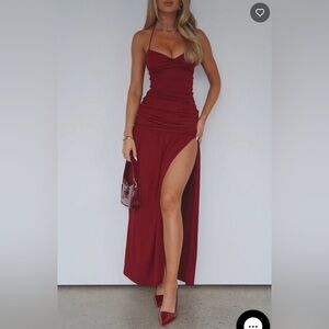 White Fox Boutique Sweet Skies Maxi Dress Burgundy